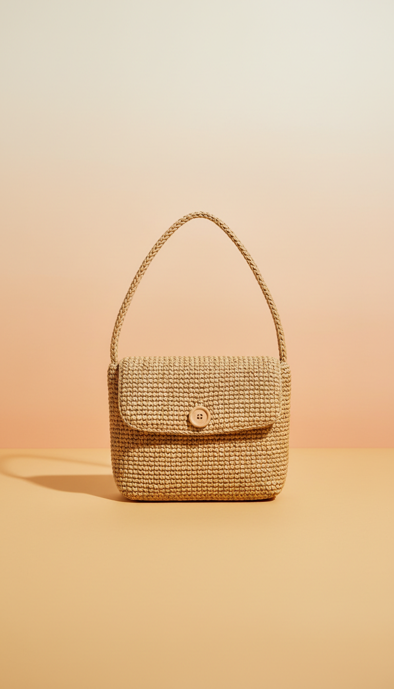 Raffia Tote With Olive Trim
