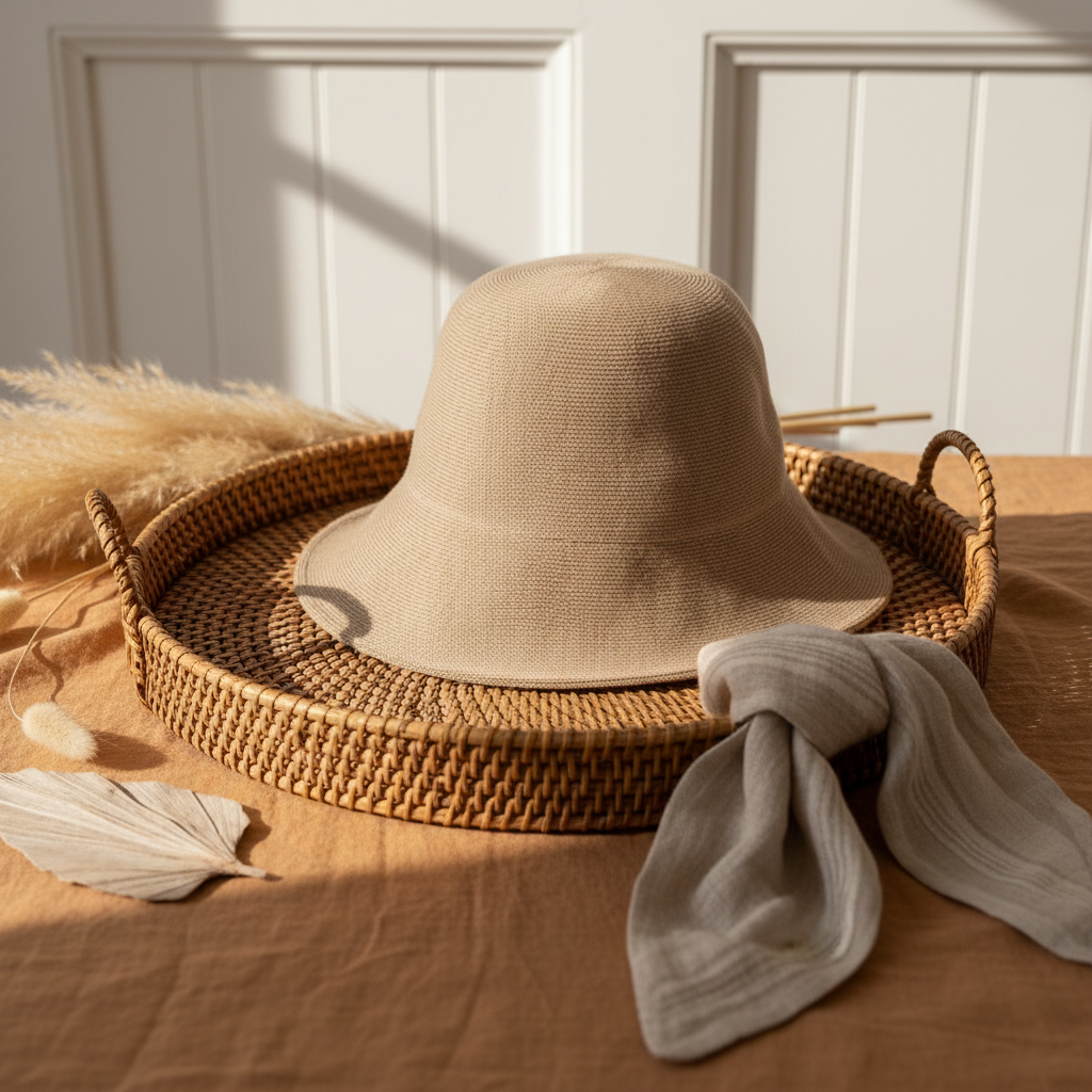 Sand Wide-Brim Bucket Hat - lifestyle coastal setting