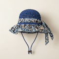 Blue Crochet Sun Hat with Paisley Scarf Brim